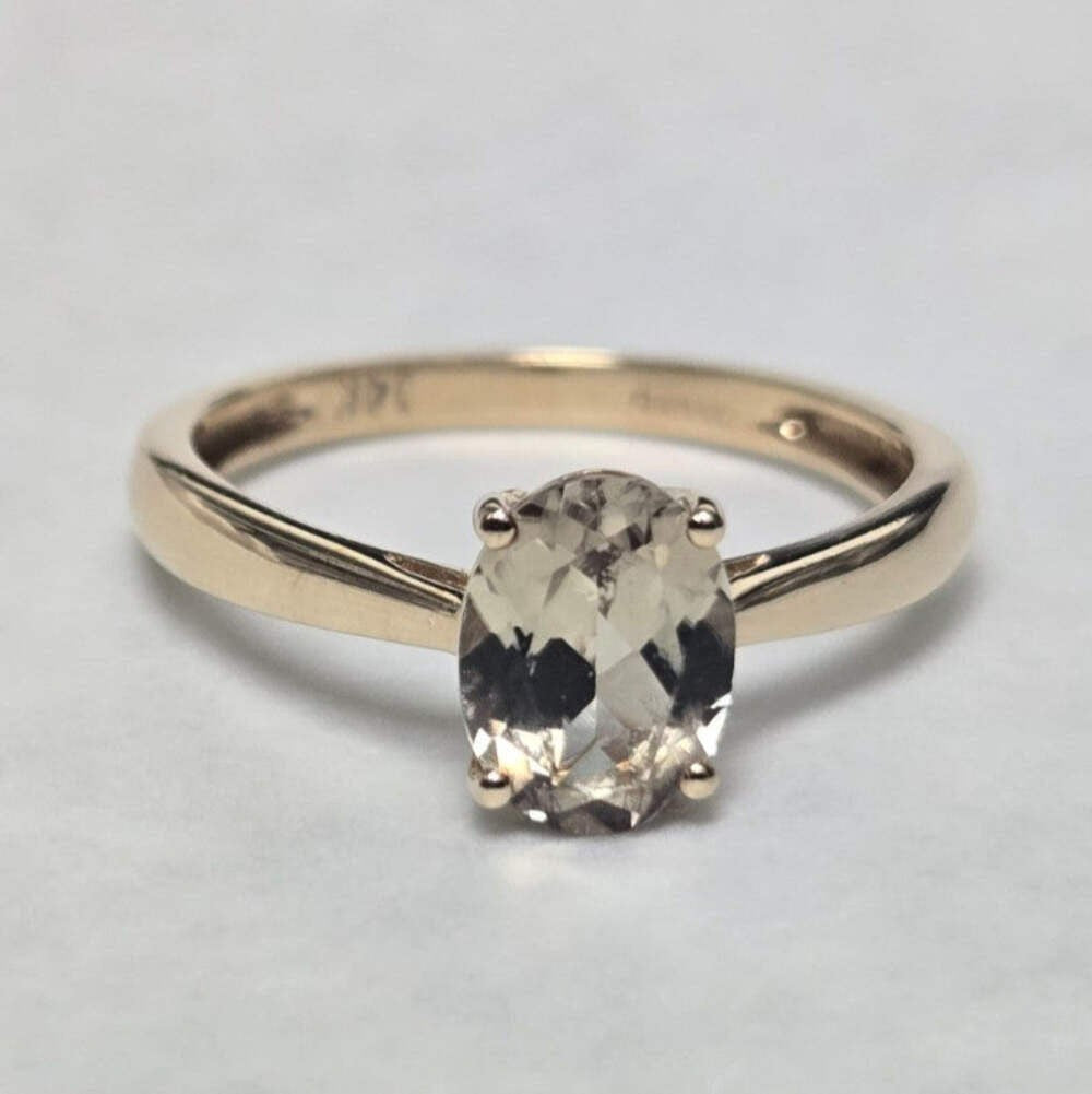 14ct Gold Ring Solitaire Tourmaline Hallmarked Size N 1/2