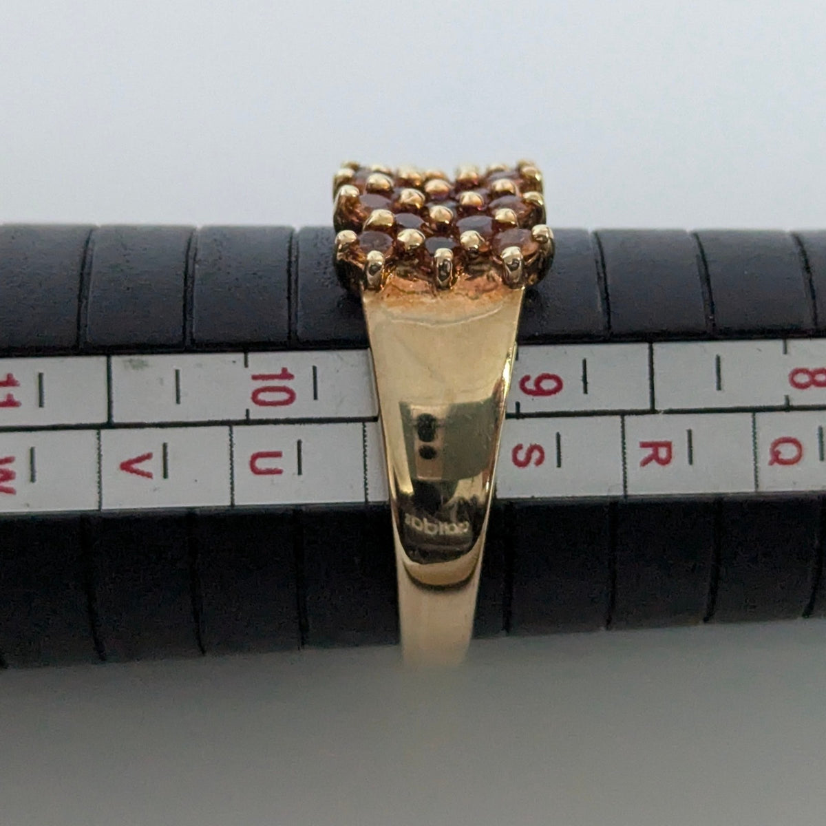 9ct Gold Ring Citrine Wide Band Hallmark Size S 1/2 4.6g