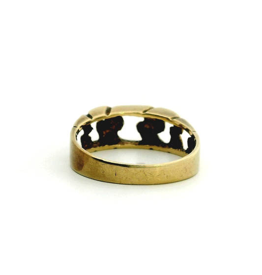9ct Yellow Gold Ring Cuban Chain Solid Band UK Hallmark Size S 1/2 3.9g