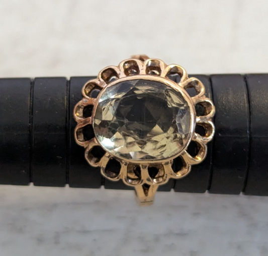 9ct Gold Citrine Quartz Ring Size N 1/2 Hallmarked 375 Solitaire 4.3g