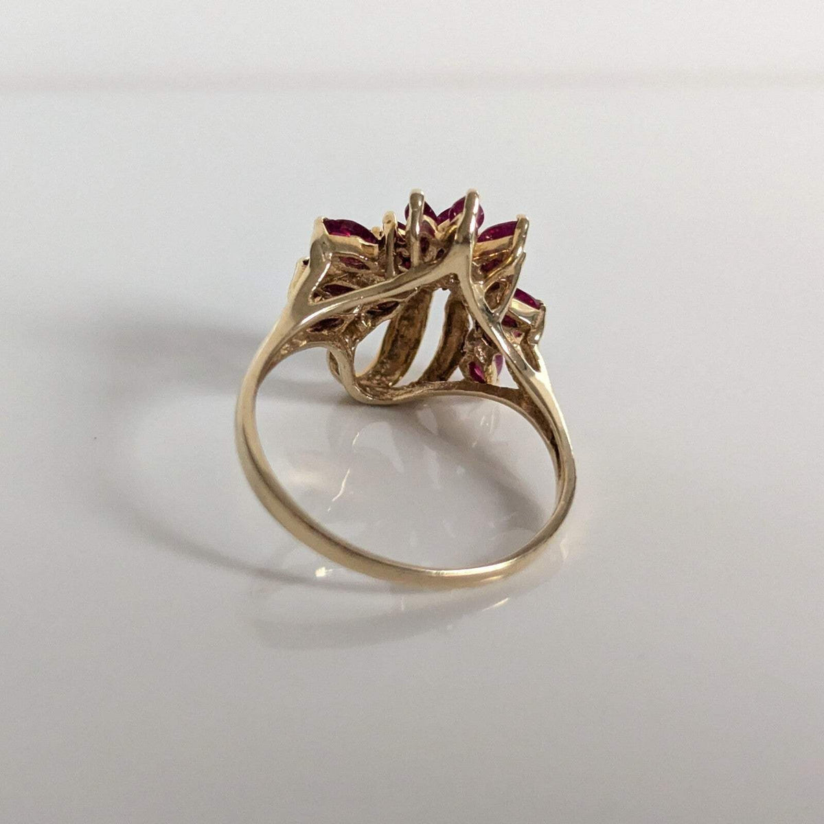 9ct Gold 14 Ruby Ring Size S Hallmarked 375 Cluster July 4g
