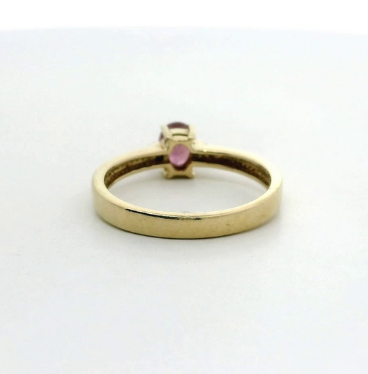9ct Yellow Gold Ring Ruby Zircon Stones Size N 1/2 Hallmarked 2.5g Certification