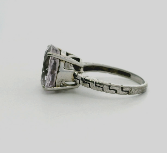 Silver Solitaire Ring Amethyst Stones 925 Stamped Prong Setting Size N 1/2 3.8g