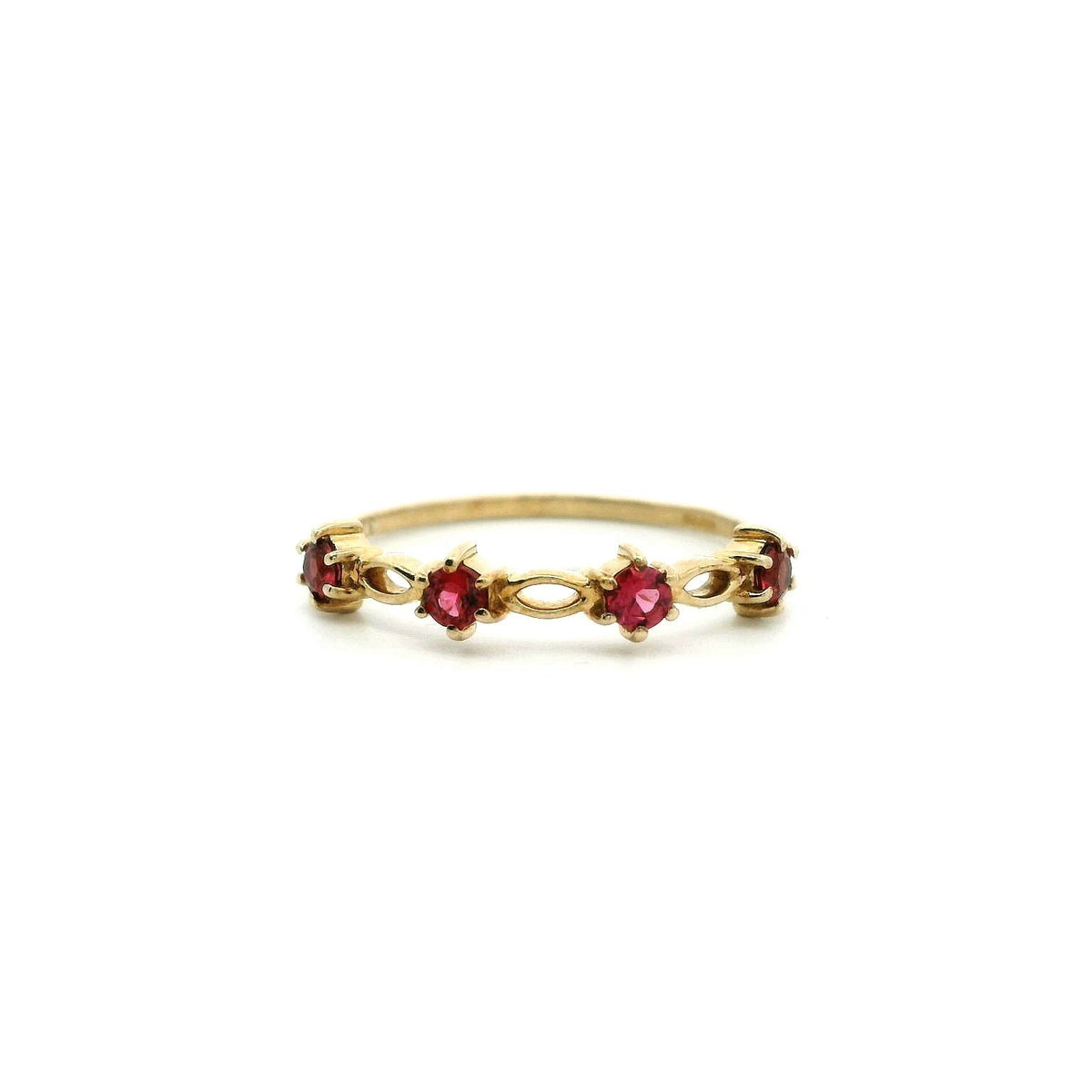 Spinel 9ct Gold Ring Thin Band Hallmark Size N 1/2 1.2g August Birthstone
