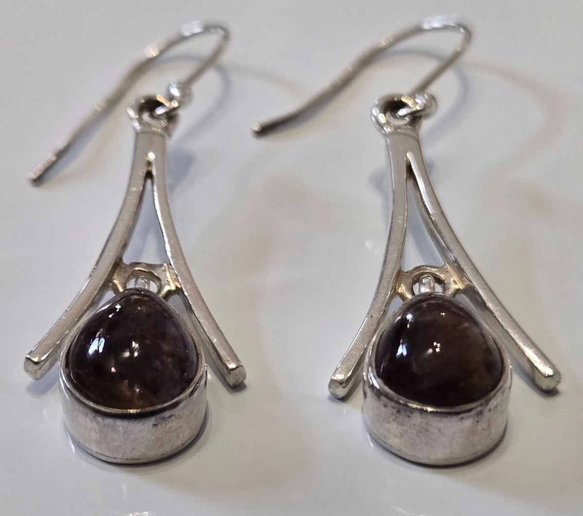 925 Sterling Silver Cacoxenite Drop Earrings Super Seven Quartz Hook Certificate
