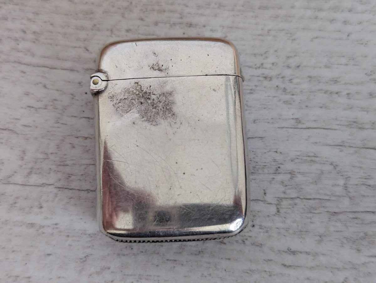 Antique 1891 Sterling Silver Vesta Case Birmingham Hallmarked 35 x 45mm
