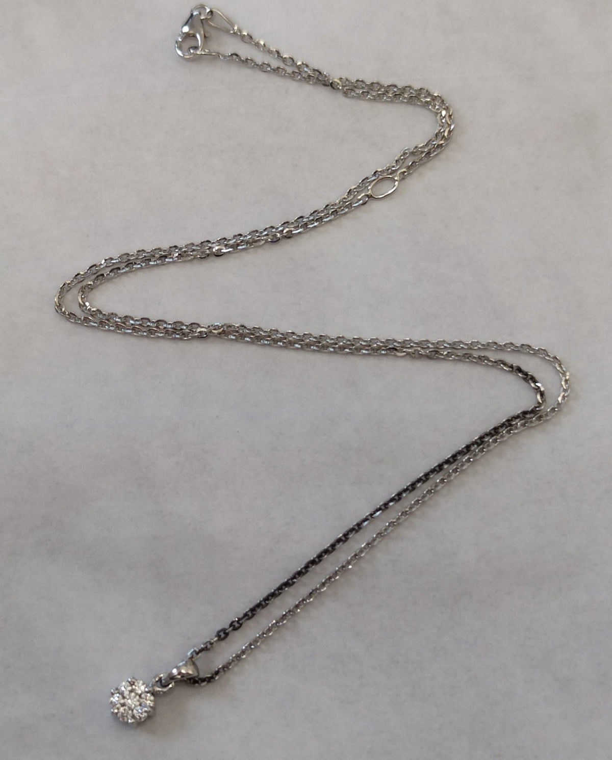 925 Sterling Silver CZ Cluster Pendant Necklace 18 Stamped Halo Solitaire Gift
