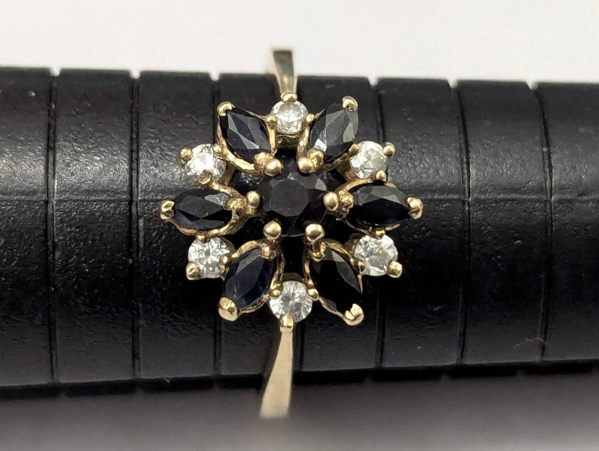 9ct Gold Ring Sapphire and Diamond Hallmark 1997 Size S 1/2