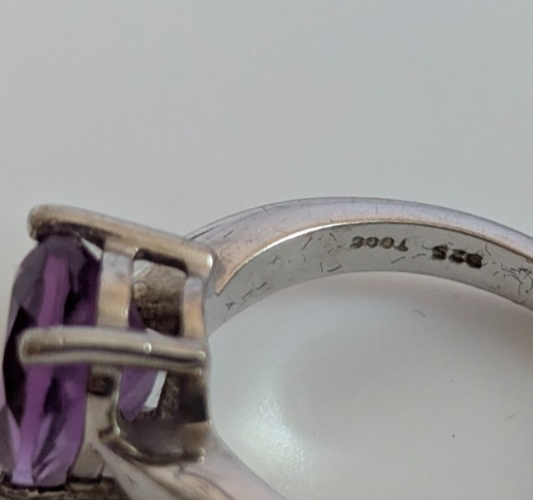 Silver Ring Amethyst 925 Stamped Size N Certificate 6g February Birthstone