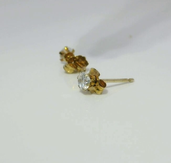 Vintage 9ct Yellow Gold Cubic Zirconia CZ Drop Earrings 12mm Hallmarked 375 1g