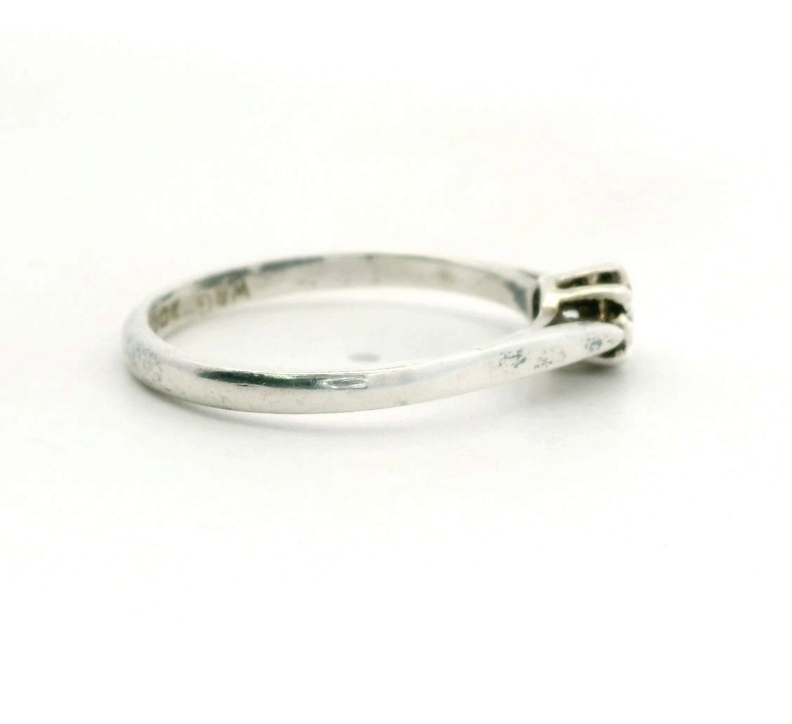 Vintage Silver Engagement Ring Diamond Stone 925 Stamped Size P 1.6g