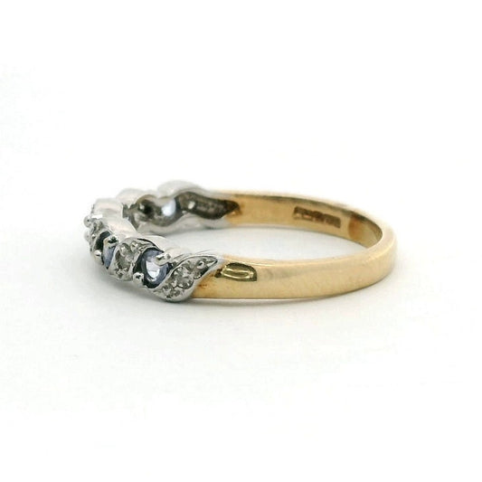 9ct Gold Ring Tanzanite & Sapphire Hallmark Size S 3g