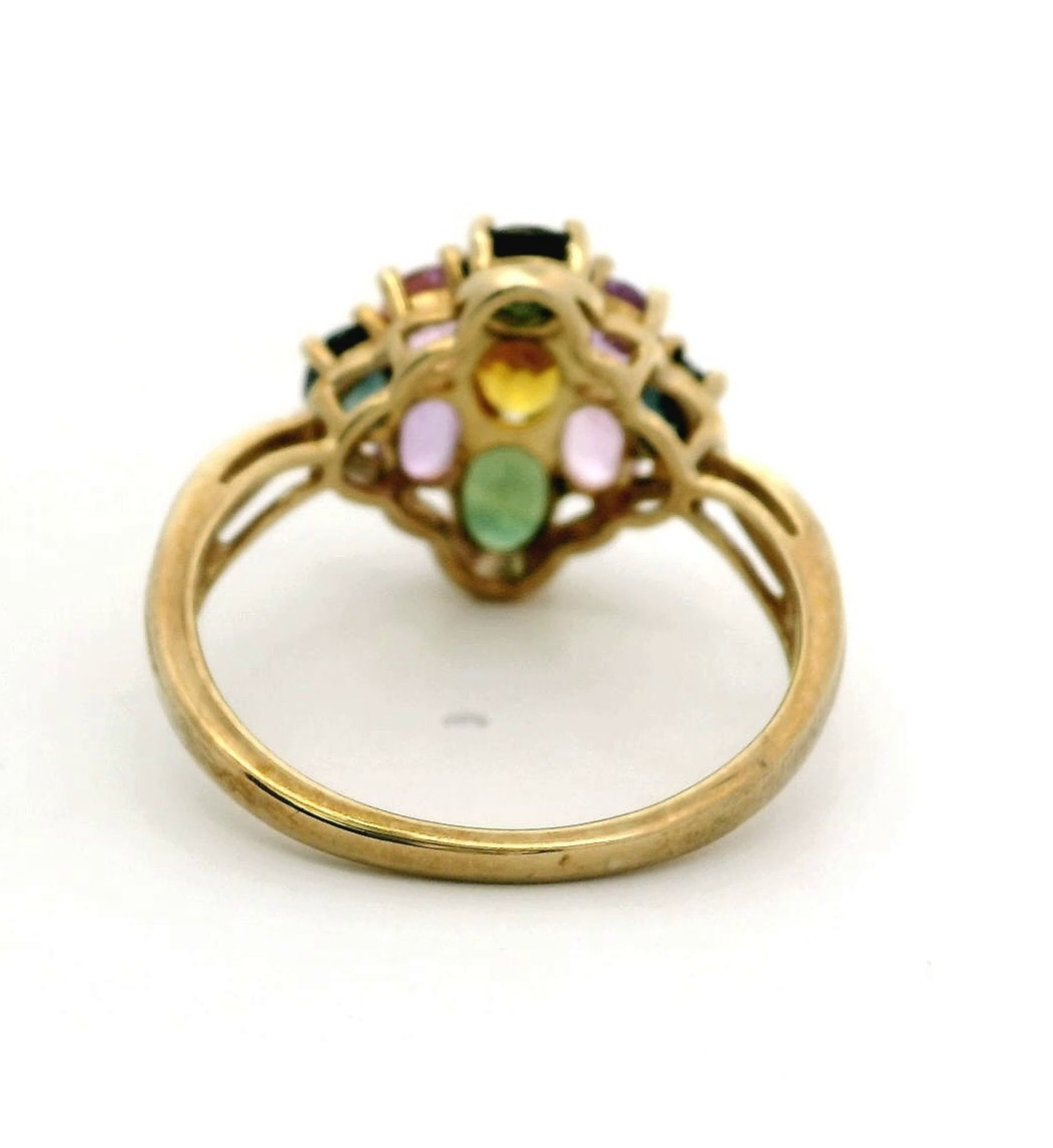 9ct Gold Multi Colour Sapphire Ring Size Q Hallmarked 375 Band 3.4g