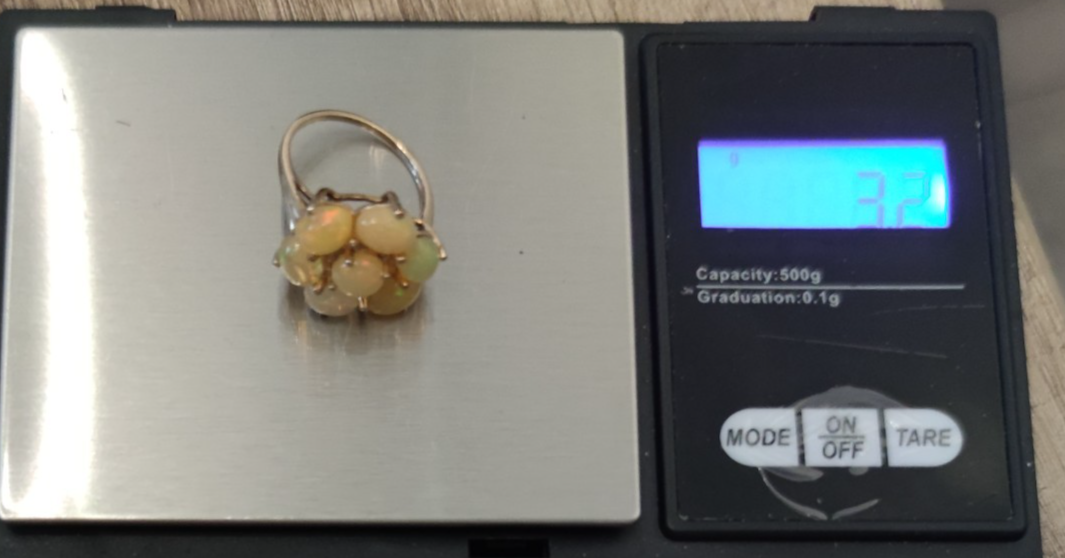 9ct Gold Opal Ring Size N 1/2 UK 2011 Hallmarked Cluster Cocktail 3.2G