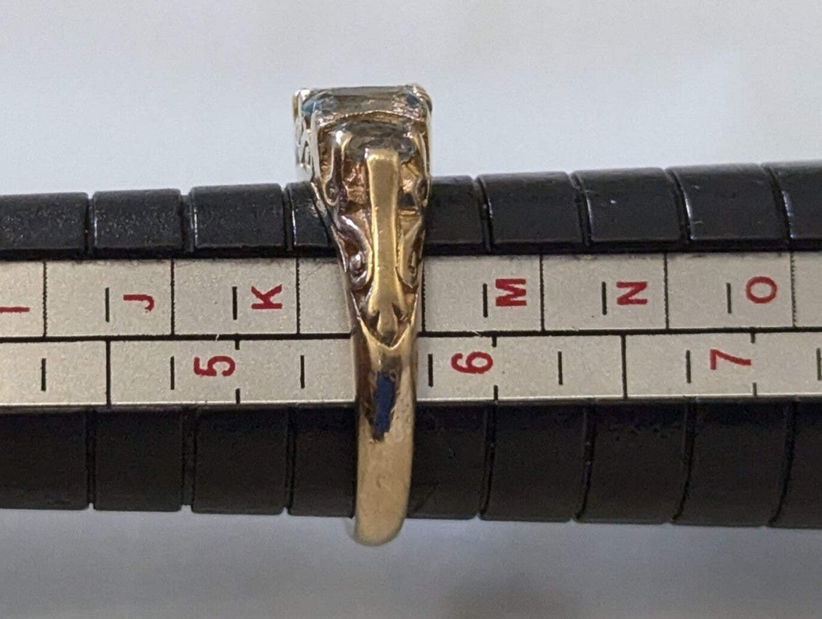 9ct Gold Ring Aquamarine and Diamond Sheffield Hallmark Size K 1/2