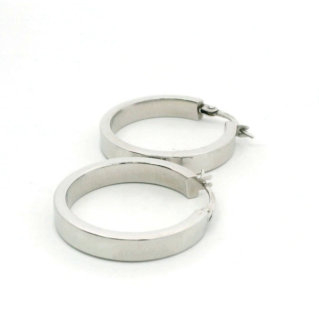 9ct White Gold Hoop Earrings Lever Backs UK Hallmark 25mm x 25mm 2.7g