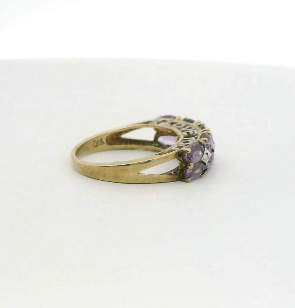 9ct Gold Ring Amethyst Diamond Size N Hallmarked 375 2.9g