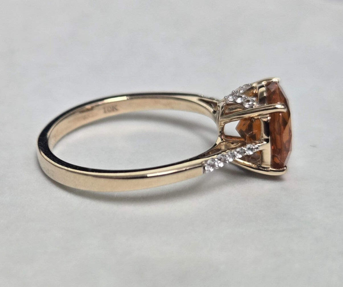 9ct Gold Fire Opal Ring Round Cut Size O 1/2 Hallmarked