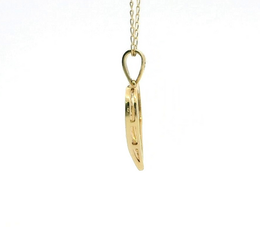18ct Yellow Gold Necklace Diamond Stones Heart Pendant 50cm Long Hallmarked 2.3g