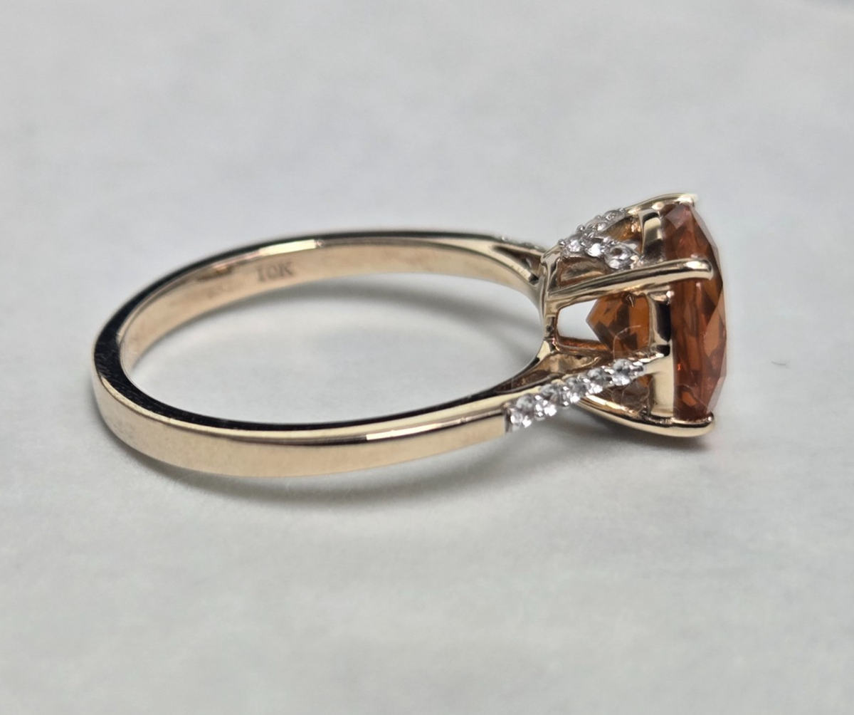 9ct Gold Fire Opal Ring Round Cut Size O 1/2 Hallmarked