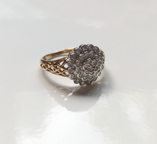 9ct Gold Ring Diamond 0.25ct Hallmarked Size O 2.5g