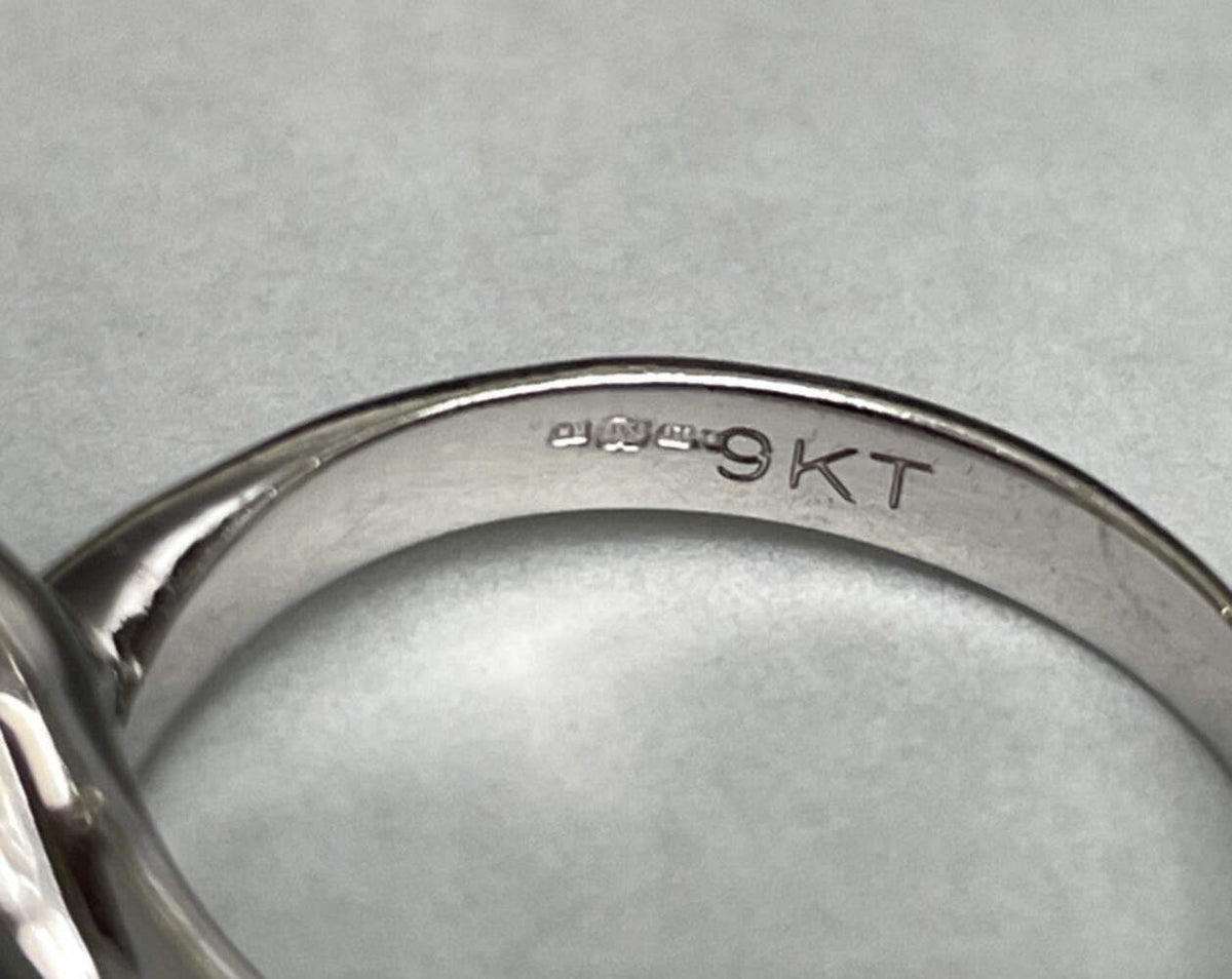9ct White Gold Engagement Ring Cubic Zirconia Hallmarked Size N