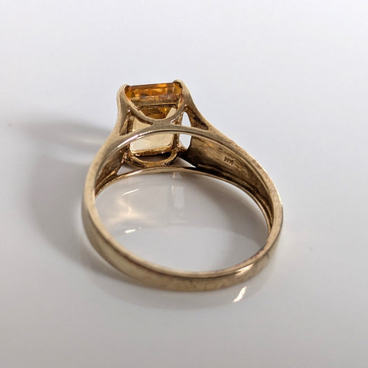 Vintage 9ct Gold Solitaire Birthstone Ring Citrine Stone Size N 1/2 Hallmarked