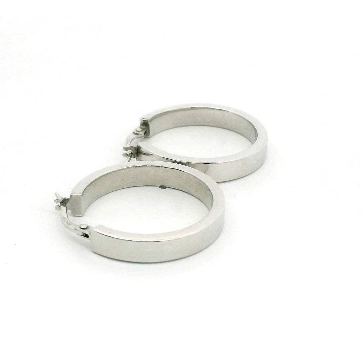 9ct White Gold Hoop Earrings Lever Backs UK Hallmark 25mm x 25mm 2.7g