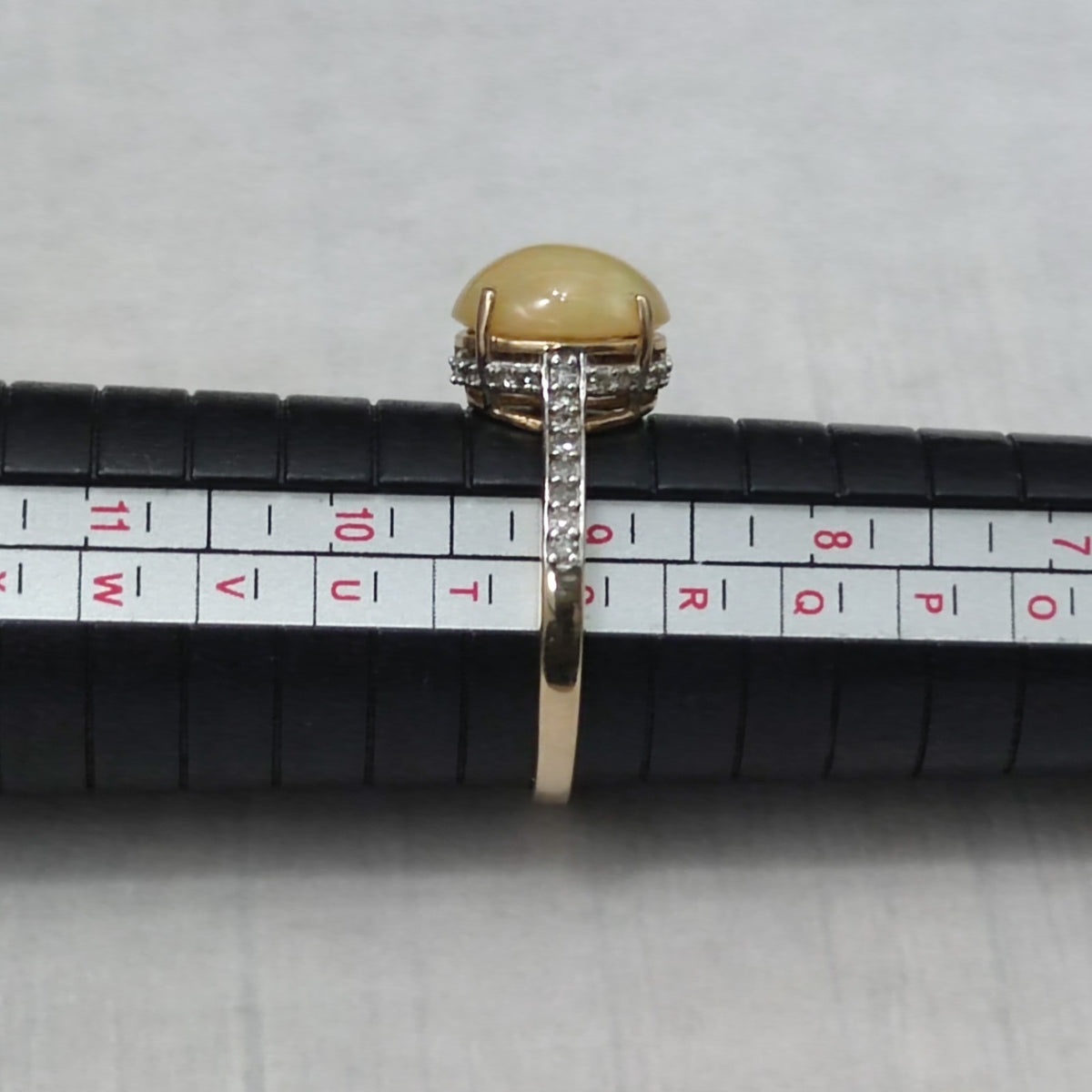 Opal Diamond Ring 9ct Yellow Gold Size S UK Hallmarked Solitaire 2.5g