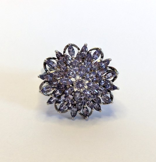 Silver Ring Tanzanite 925 Sterling Silver Stamped Size Q 1/2 6.2g
