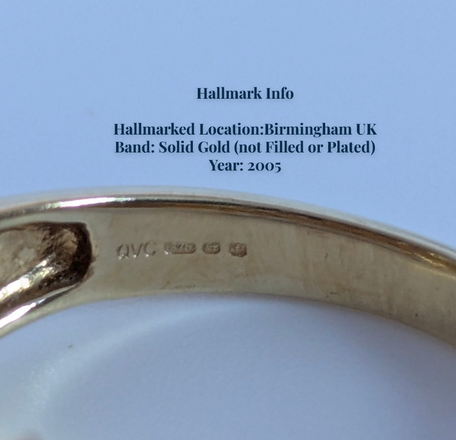9ct Gold Ring Citrine Wide Band Hallmark Size S 1/2 4.6g