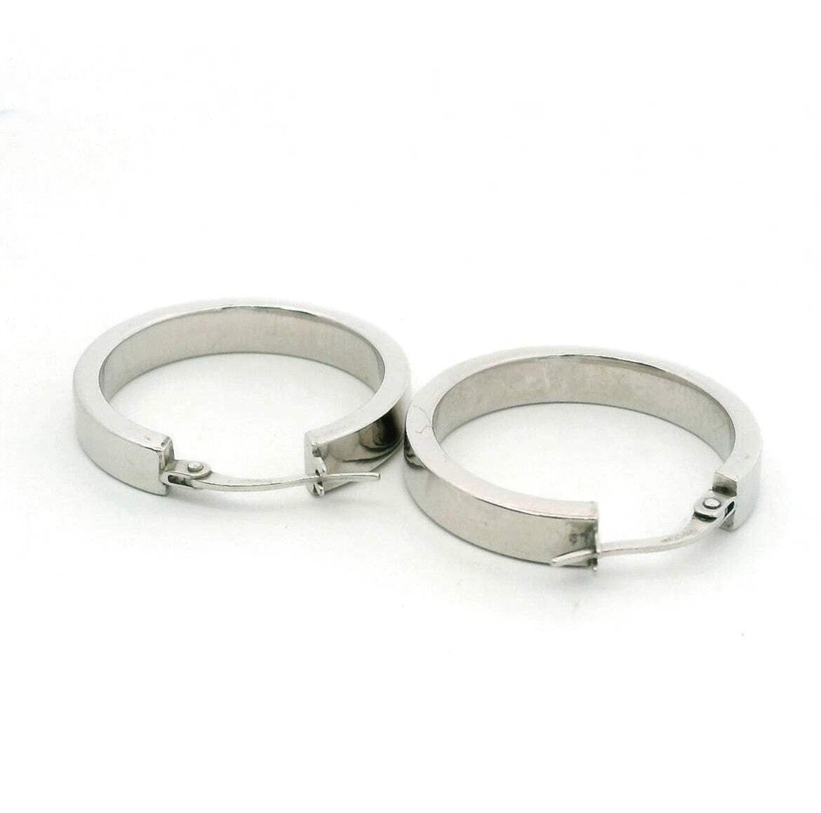 9ct White Gold Hoop Earrings Lever Backs UK Hallmark 25mm x 25mm 2.7g