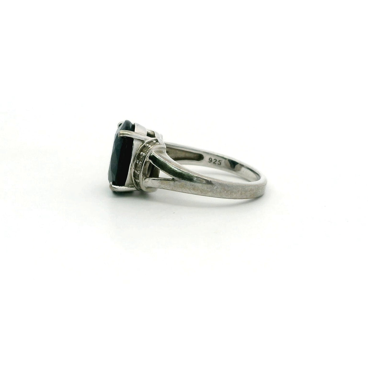 Silver Ring Sapphire Topaz 925 Stamped Size N 1/2 Certificate 5.2g