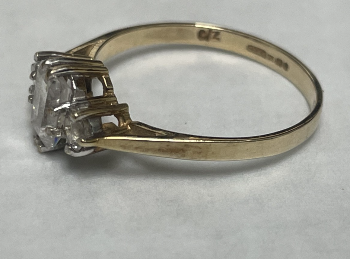 9ct Gold Ring Cubic Zirconia Fine Solid Band Hallmark Size O