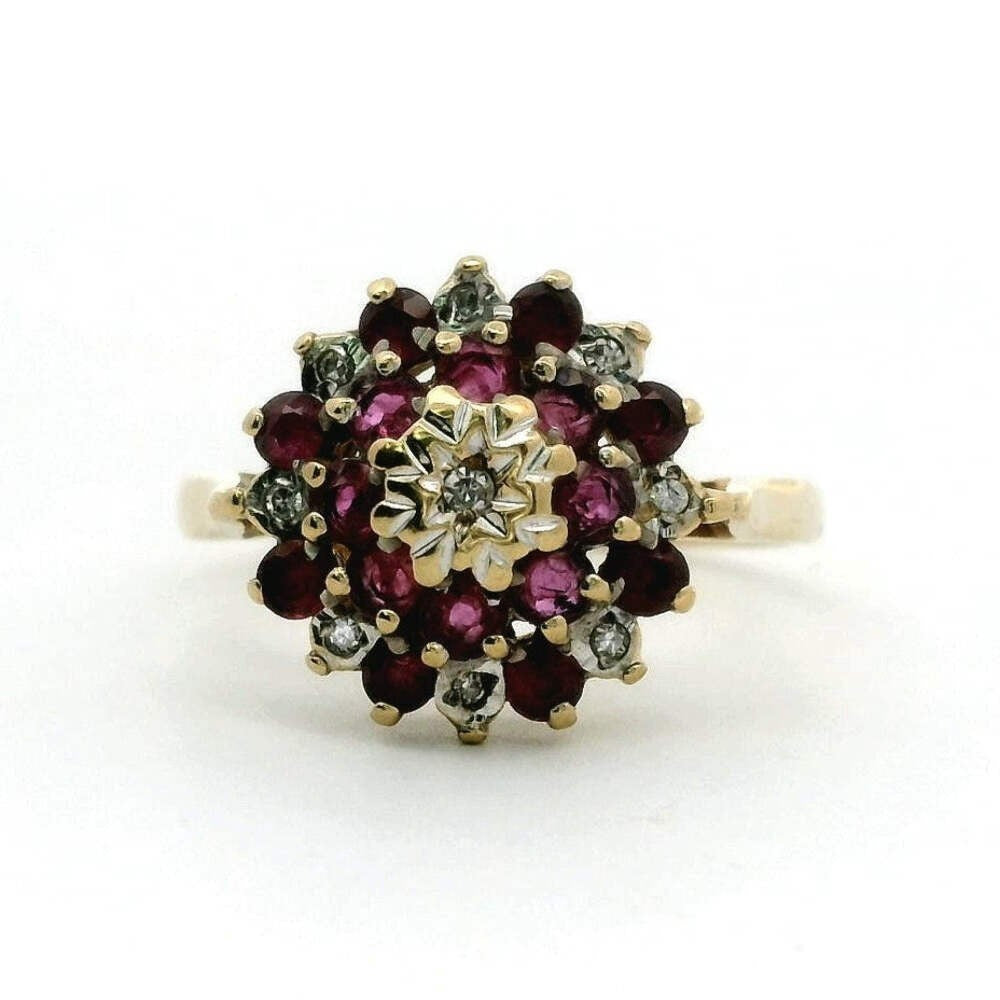 9ct Gold Ring Ruby and Diamond Hallmark Size O 1/2