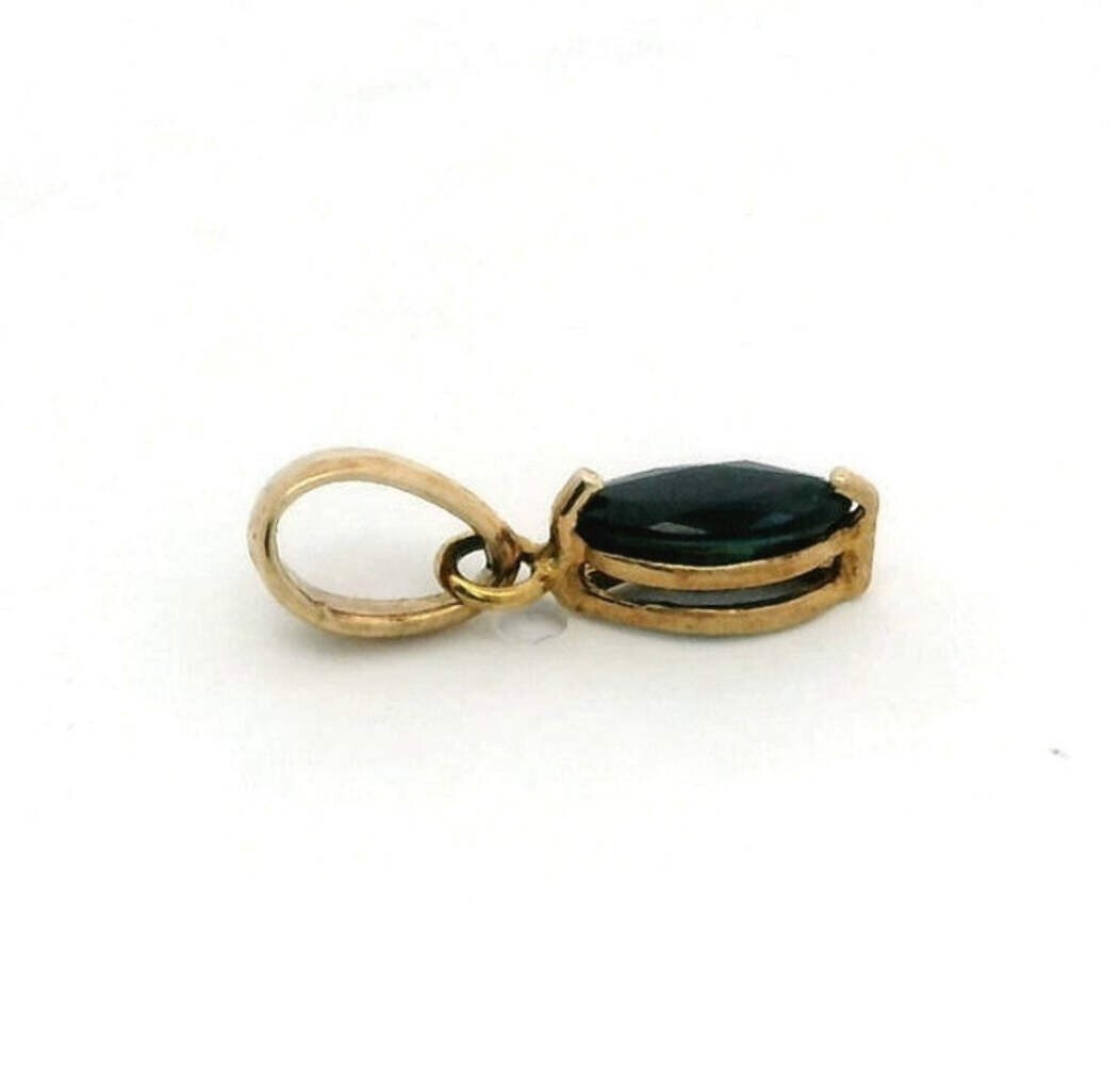 9ct Yellow Gold Sapphire Pendant Small Size 14mm x 4mm Hallmarked 0.6g