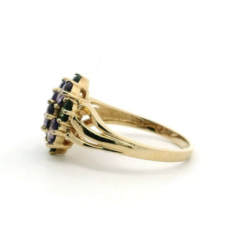 9ct Gold Ring Amethyst & Sapphire Hallmark Size R 3.4g