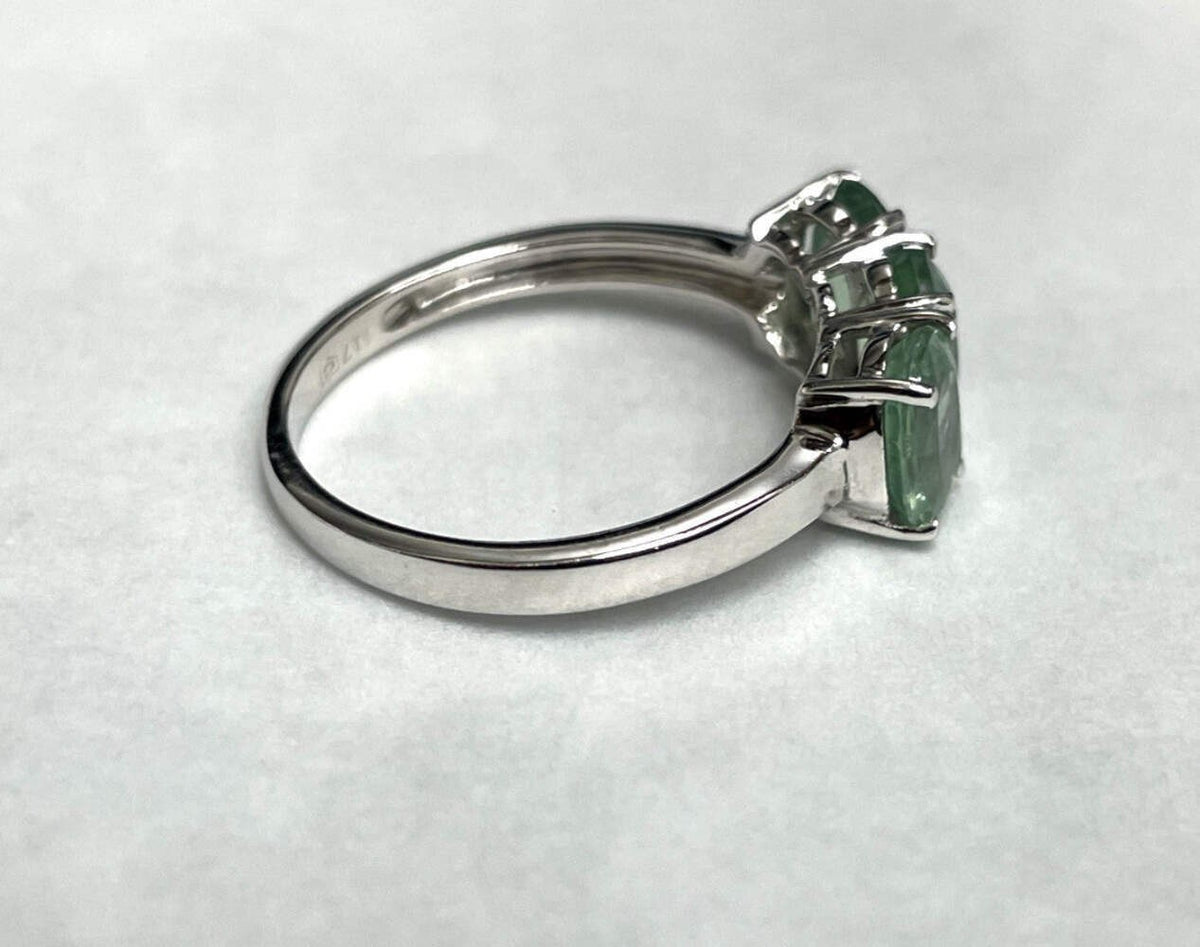 9ct White Gold Three Spinel Ring 375 Size O Authentic Gold Hallmark