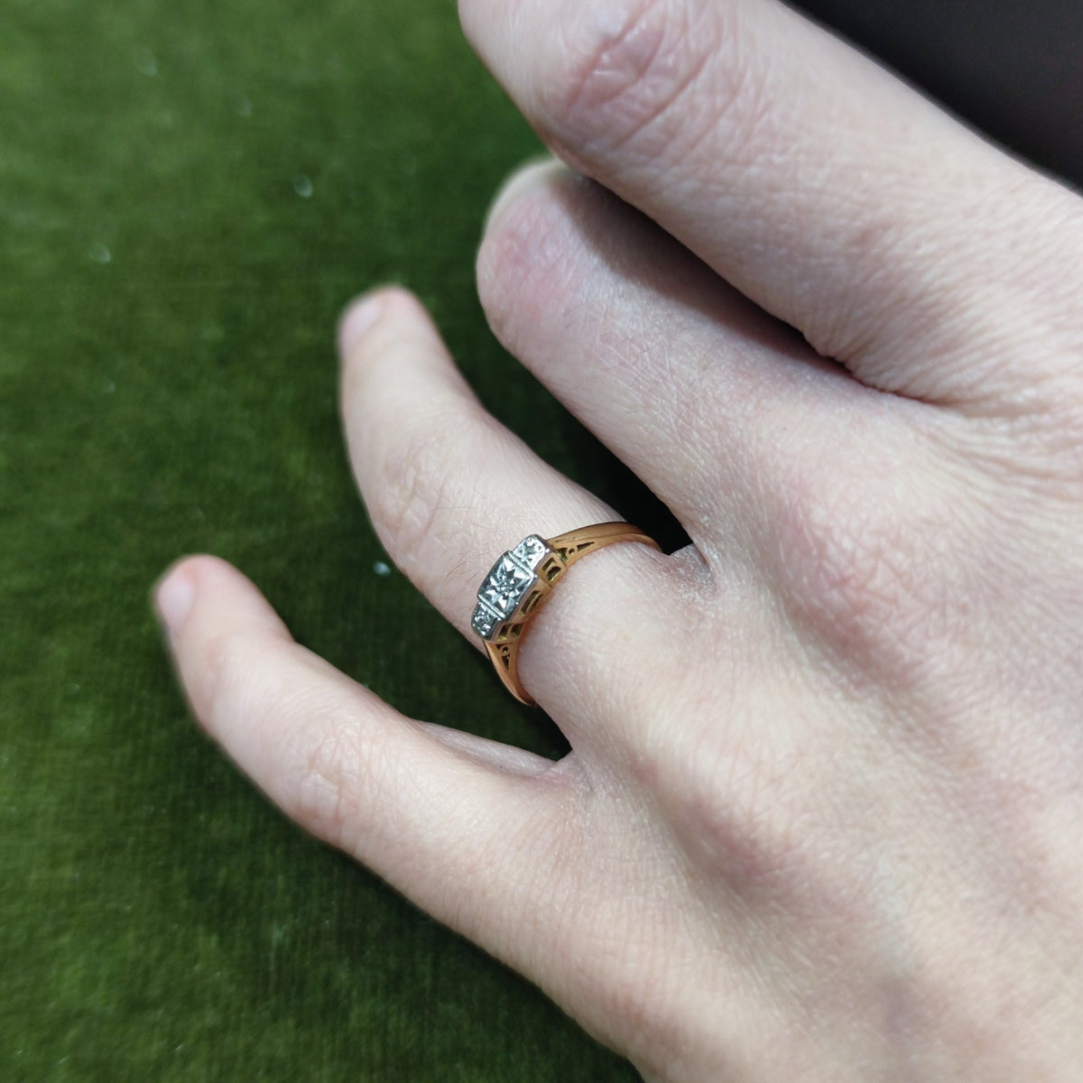 Antique 18ct Gold Platinum Ring Diamond Hallmarked Size K