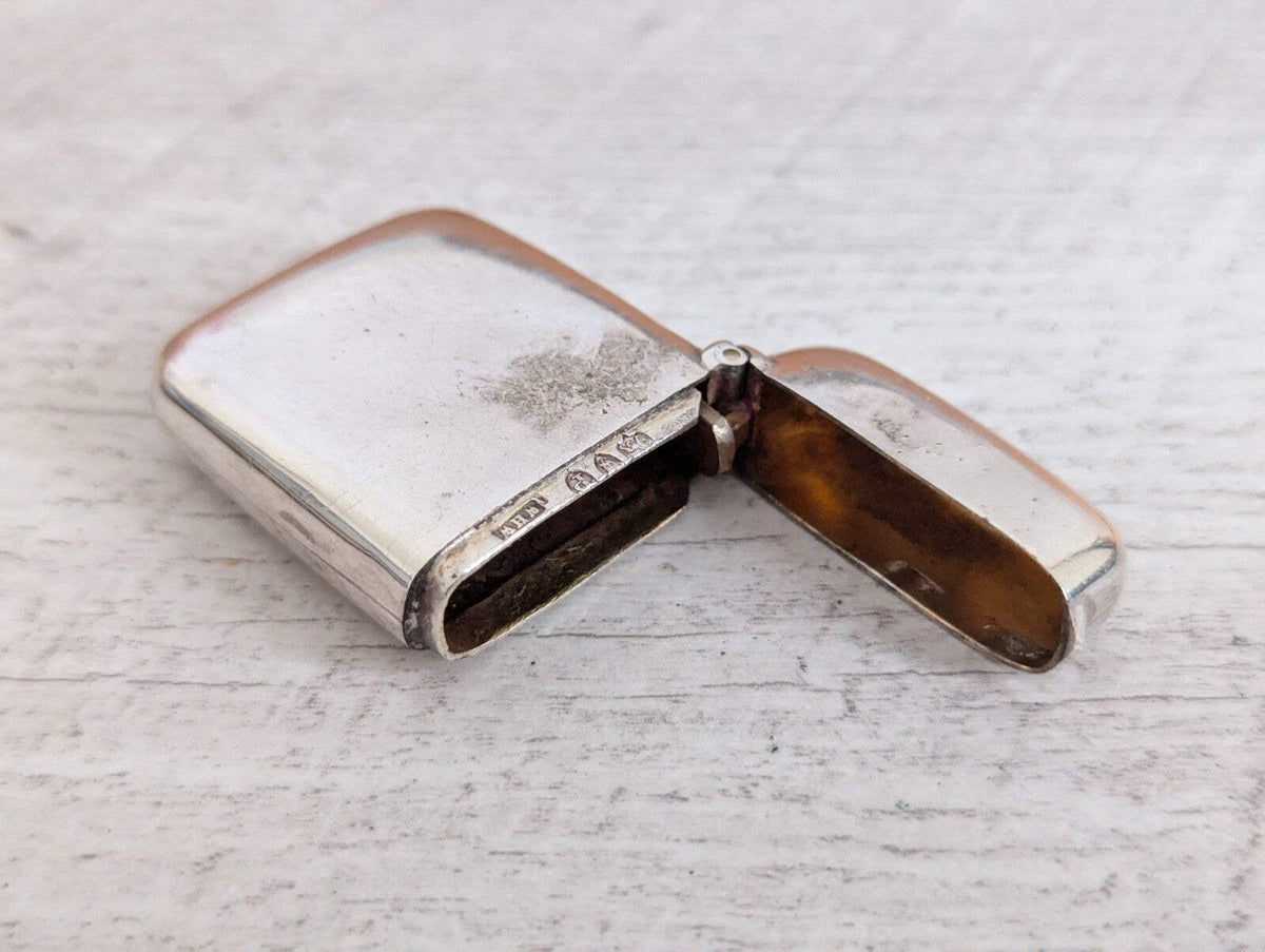 Antique 1891 Sterling Silver Vesta Case Birmingham Hallmarked 35 x 45mm