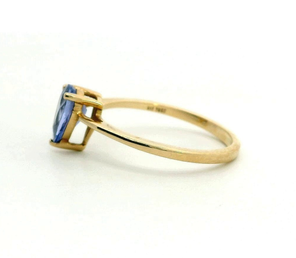 9ct Gold Ring Tanzanite Stone Size P 1/2 Hallmarked Pear Solitaire February 2g