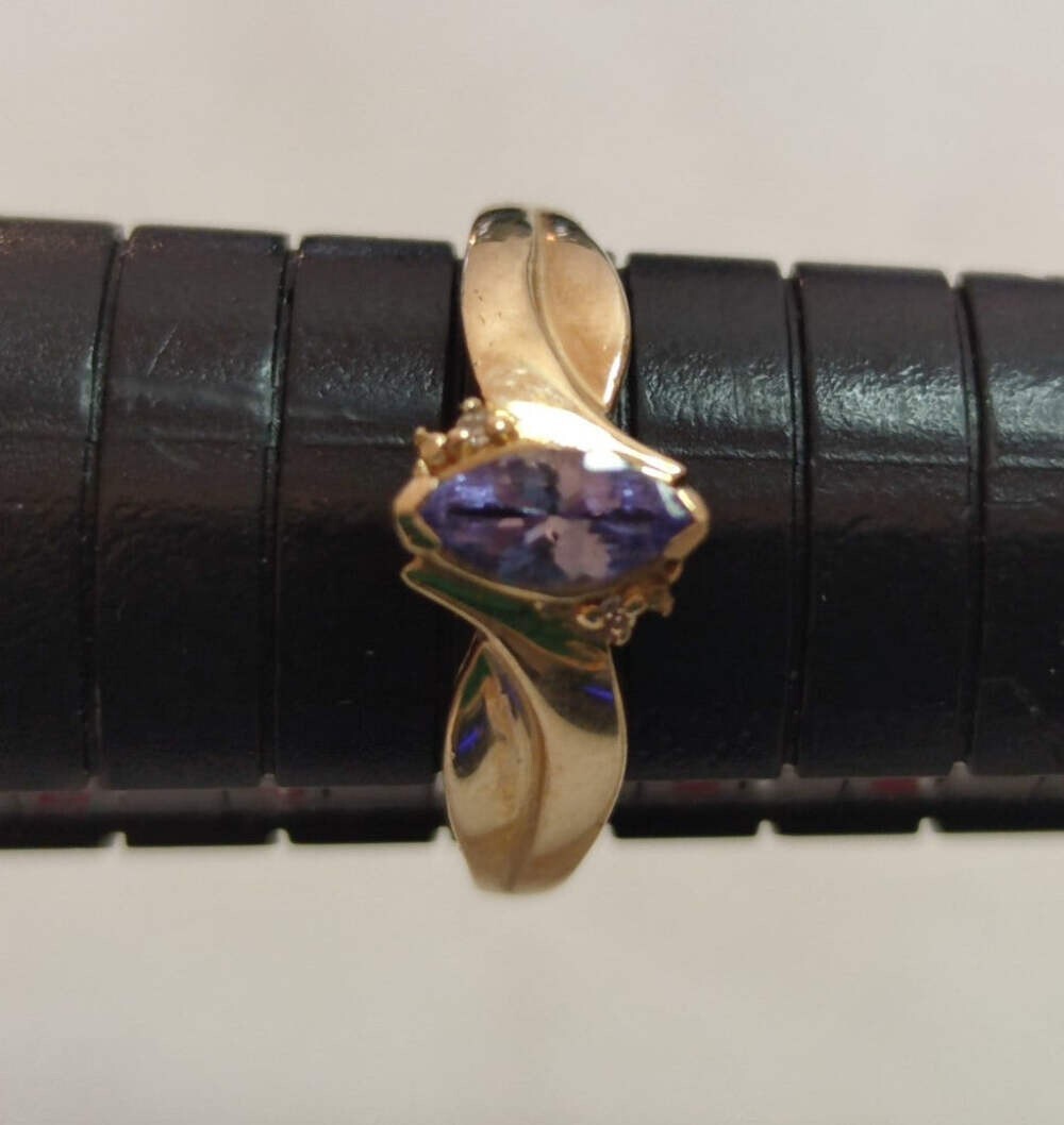 9ct Gold Ring Tanzanite Diamond Hallmark O 1/2