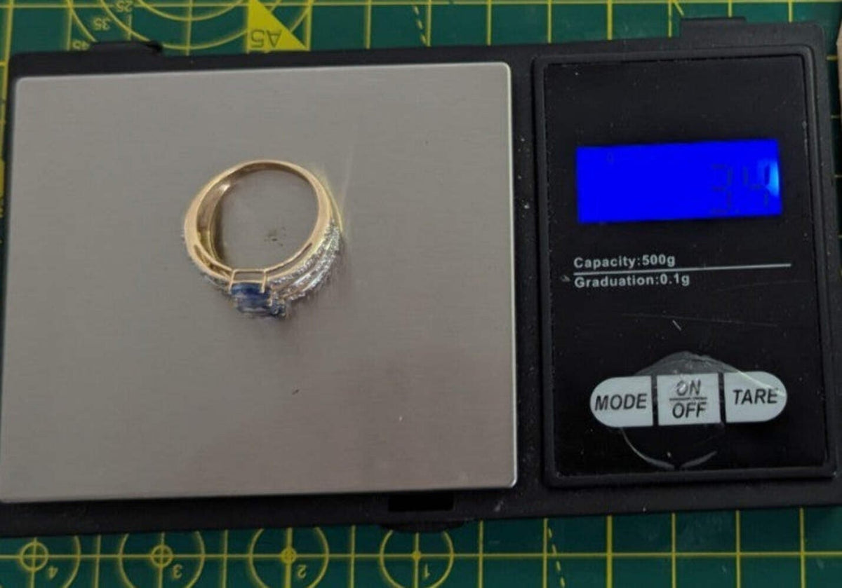 9ct Gold Ring Tanzanite and Diamond Hallmark Size O