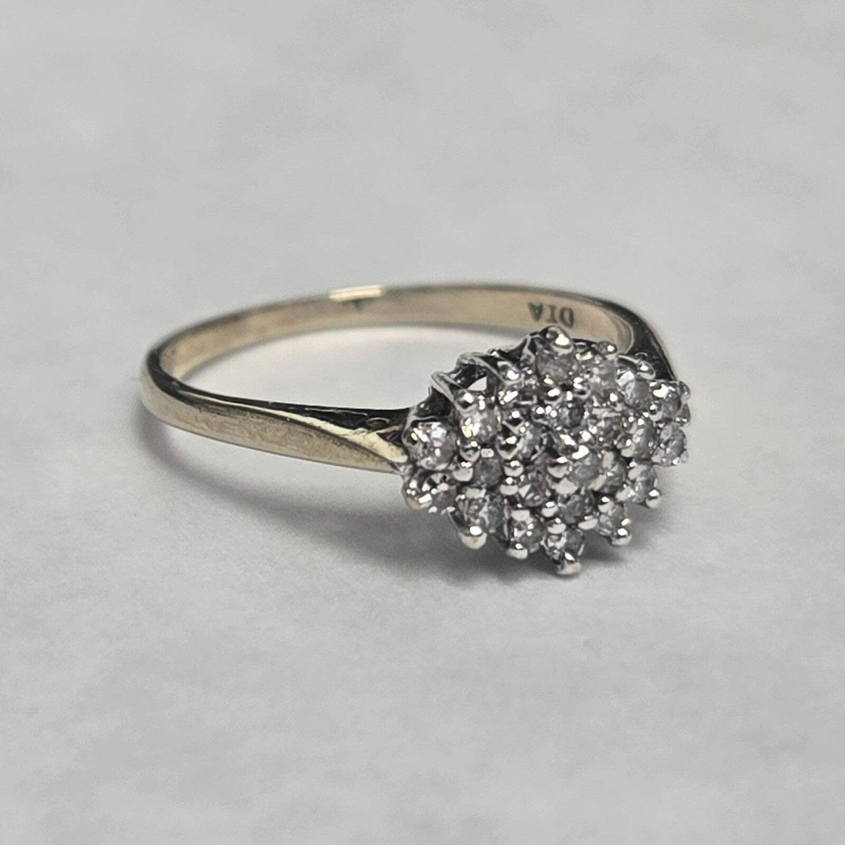 9ct Gold Diamond Ring 0.25ct Cluster Style Size M 1/2 Hallmarked