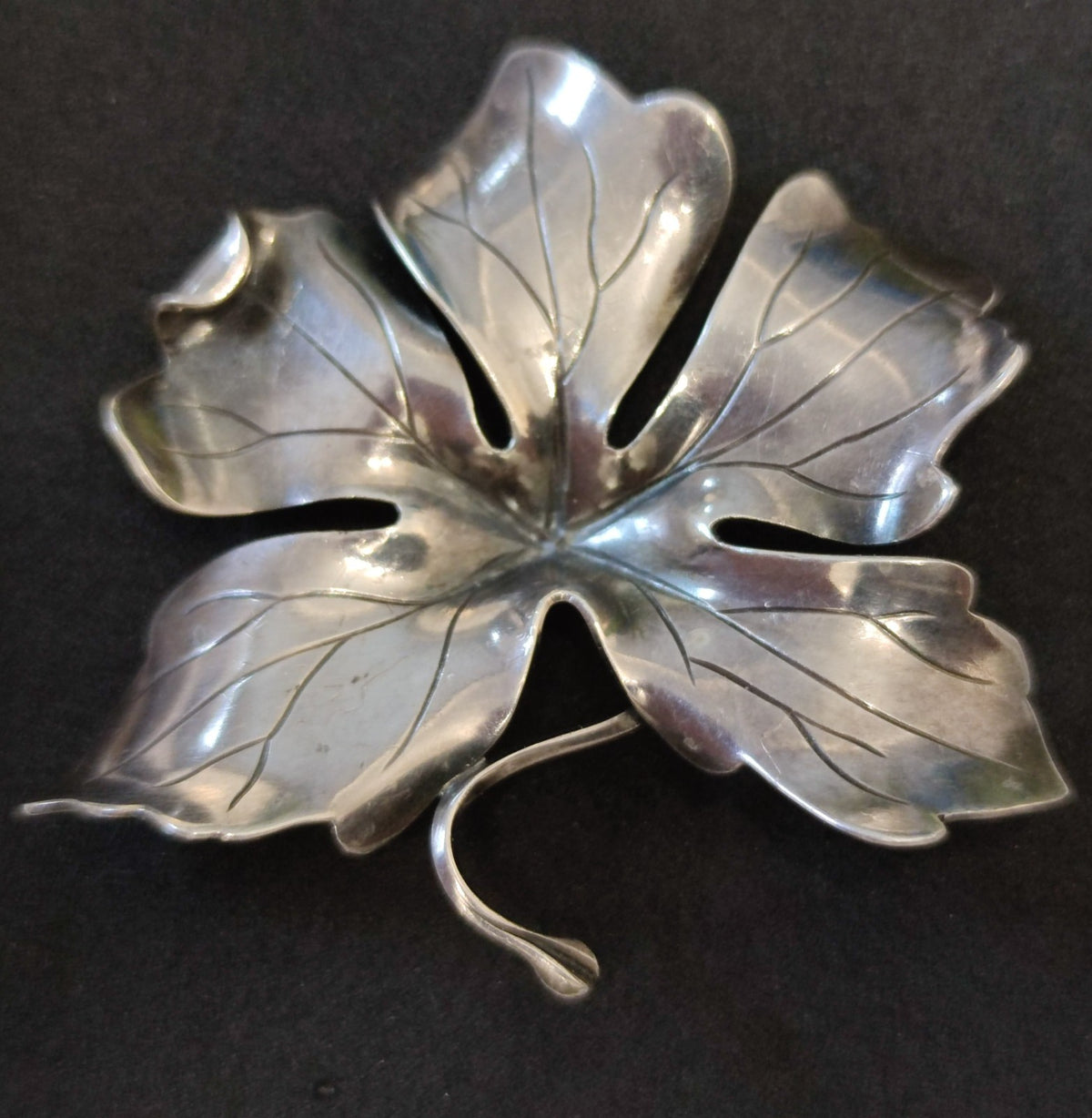 Vintage Anton Michelsen Gertrud Engel 925 Sterling Silver Leaf Brooch Denmark