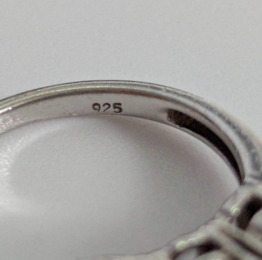Silver Ring Zircon Stones 925 Stamped Size N Certification Prong Setting