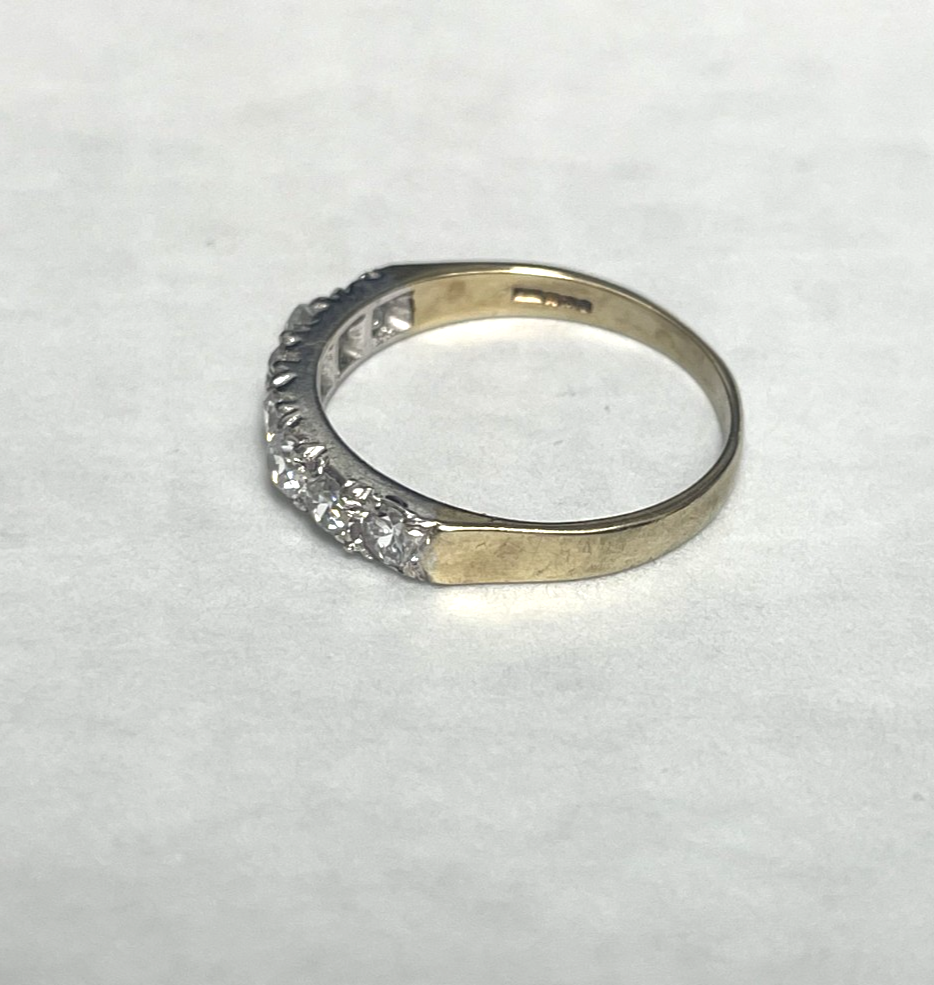 9ct Gold Ring Cubic Zirconia Solid Band Hallmark Size P 1/2