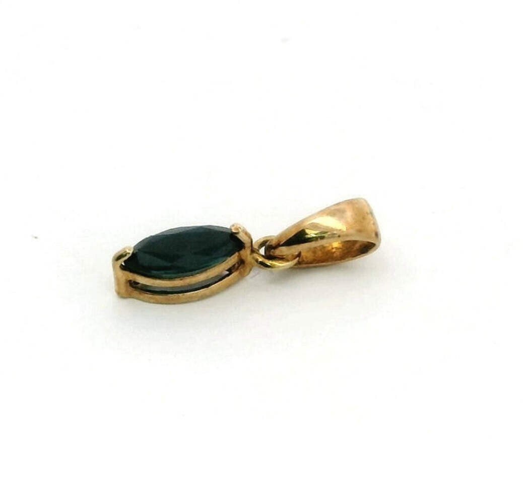 9ct Yellow Gold Sapphire Pendant Small Size 14mm x 4mm Hallmarked 0.6g