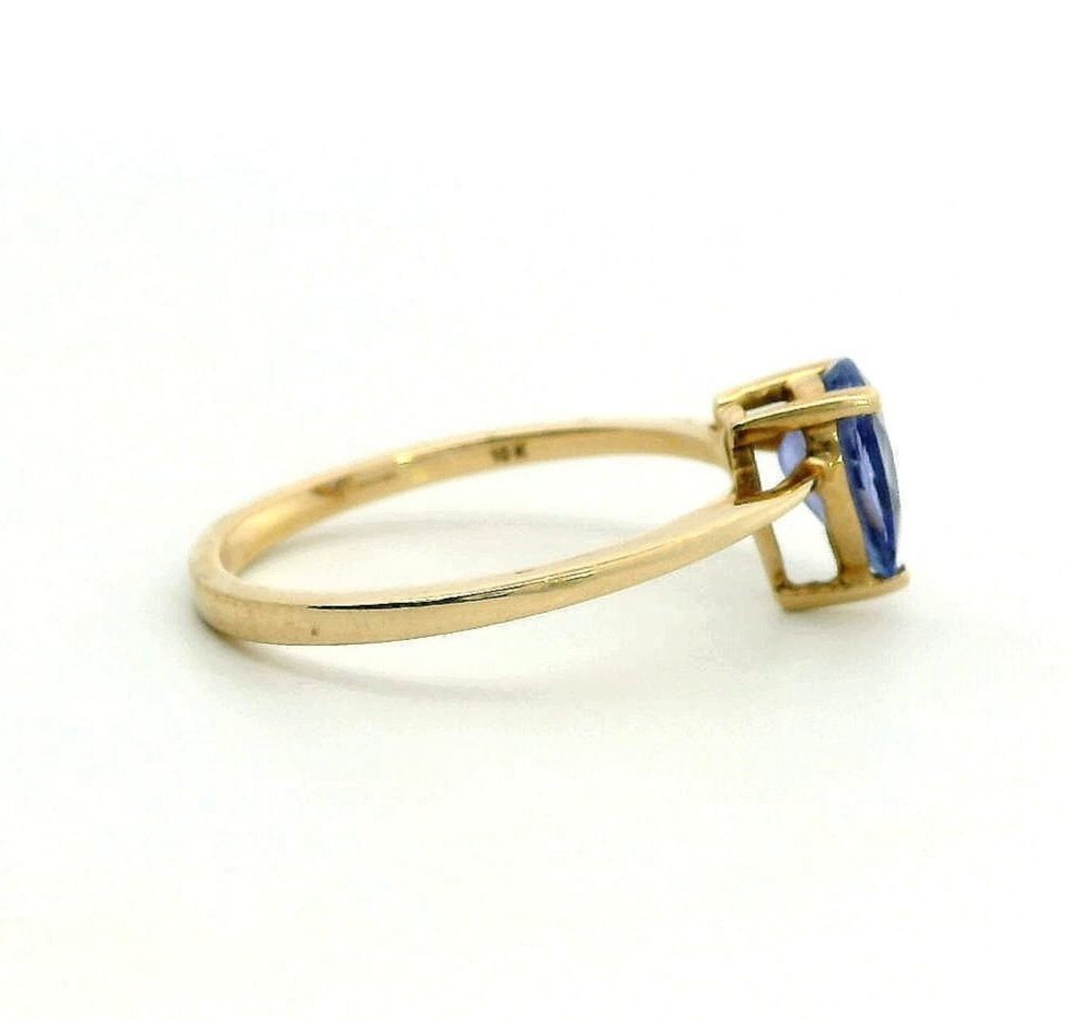 9ct Gold Ring Tanzanite Stone Size P 1/2 Hallmarked Pear Solitaire February 2g