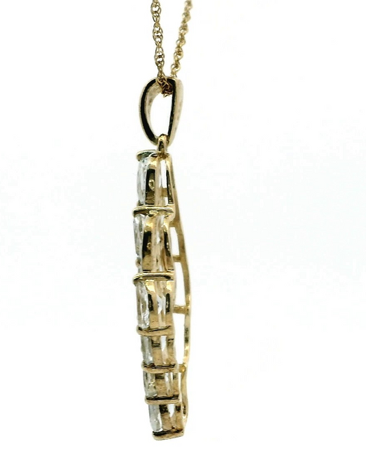 Silver Necklace Aquamarine Stones Gold Plated 48cm Long 4.6g 925 Stamped
